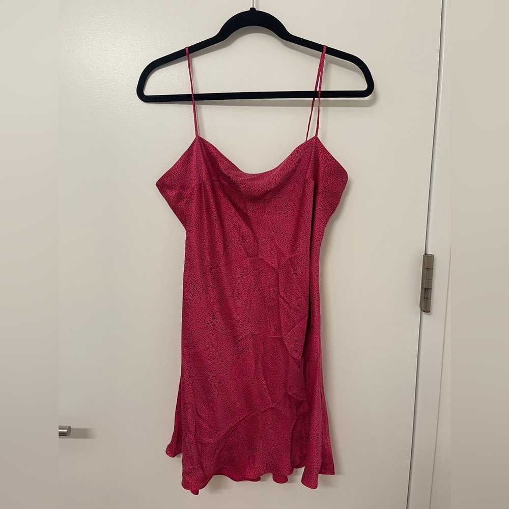 Bec & Bridge Pink Party Slip Mini Dress Dotted Pois Dots Magenta Silk